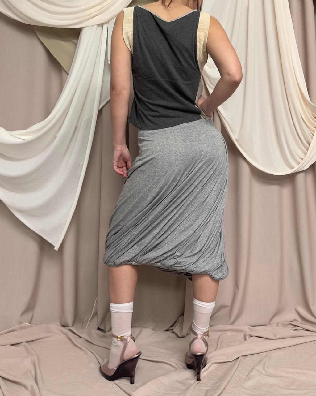 GREY JERSEY TWIST SKIRT by MCQ by McQueen