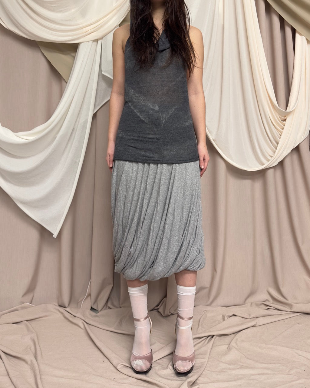 GREY JERSEY TWIST SKIRT by MCQ by McQueen