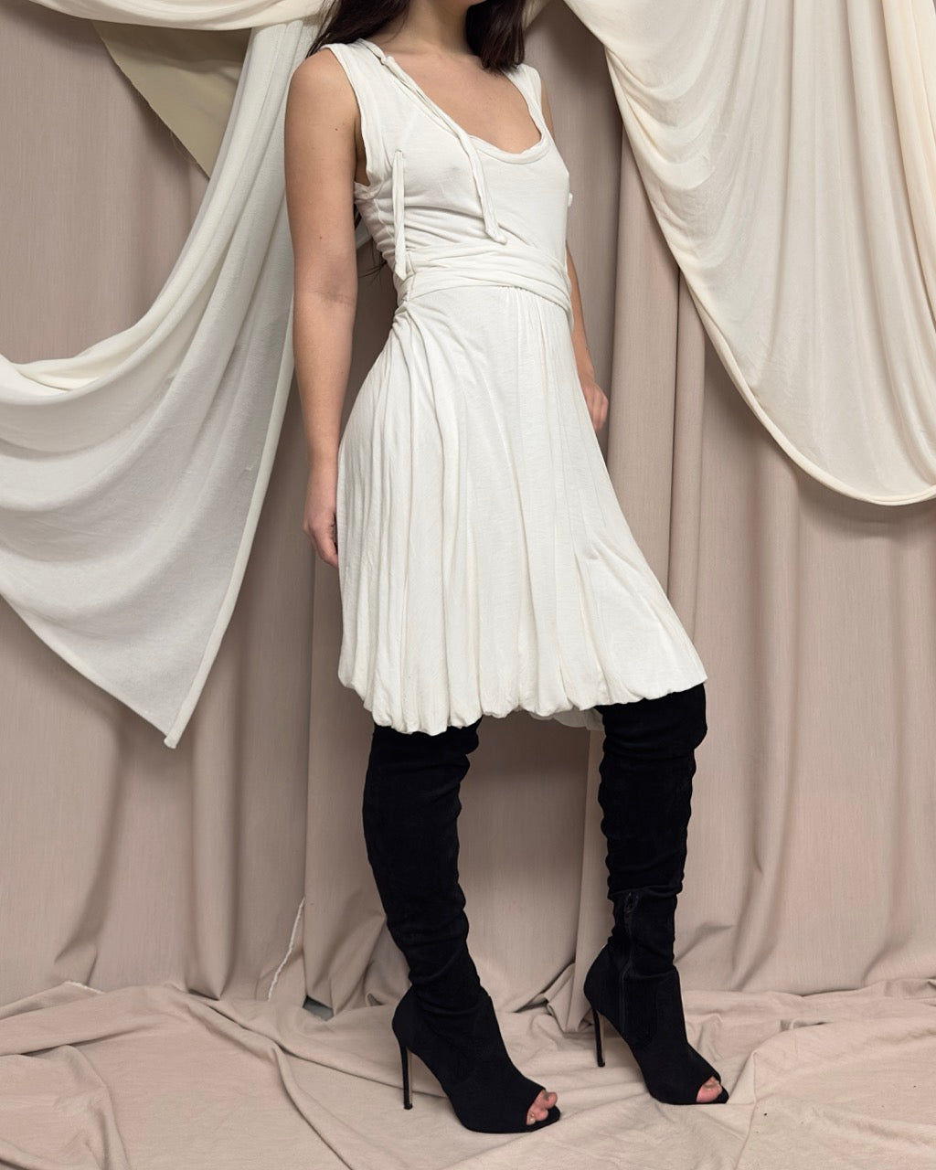 BUBBLE HEM ROPE DETAIL DECONSTRUCTED DRESS by Plein Sud
