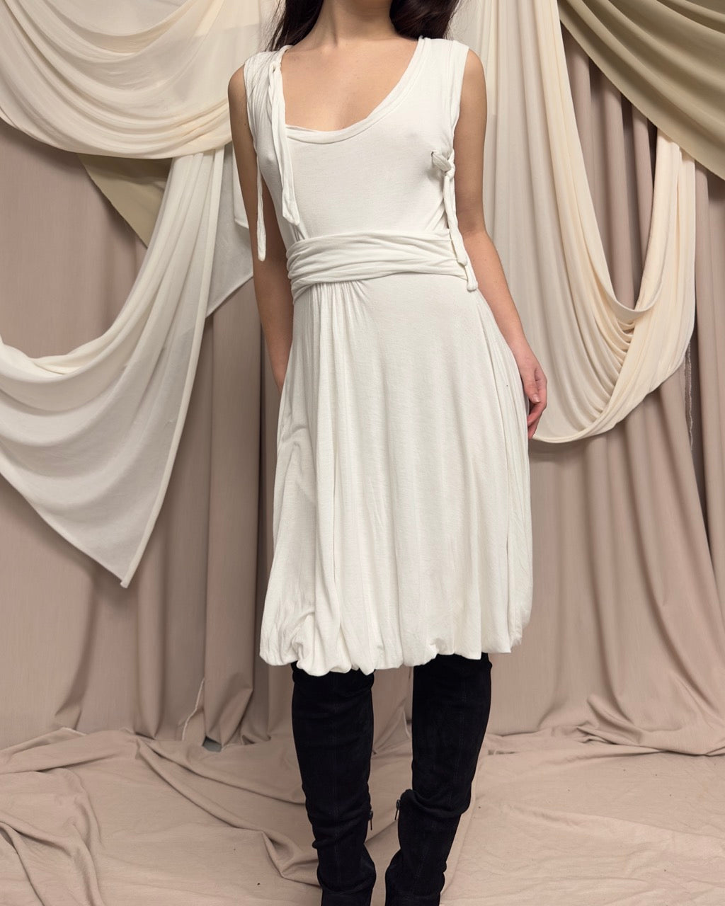 BUBBLE HEM ROPE DETAIL DECONSTRUCTED DRESS by Plein Sud