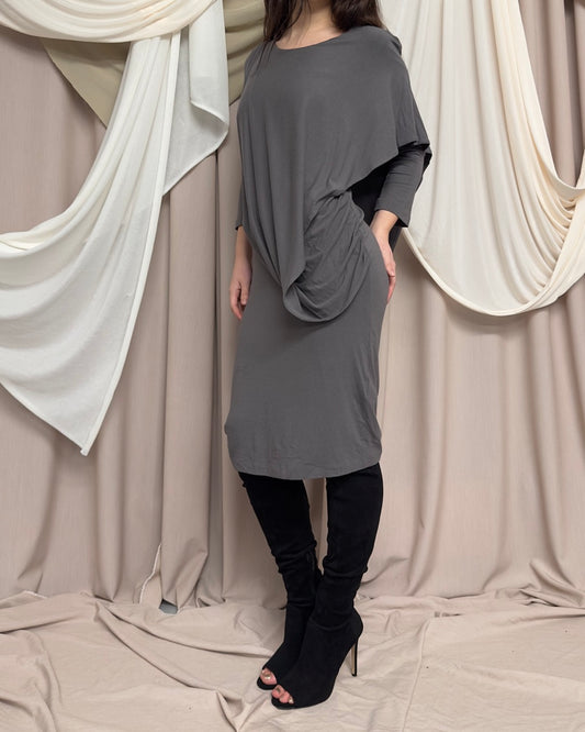DRAPED GREY STRETCH JERSEY DRESS by MCQ by McQueen