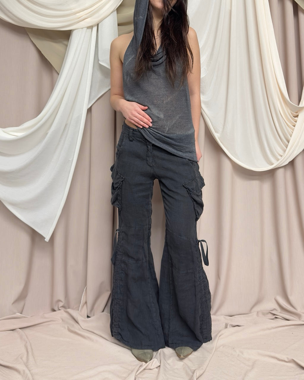 GREY SLOUCHY CARGO TROUSERS
