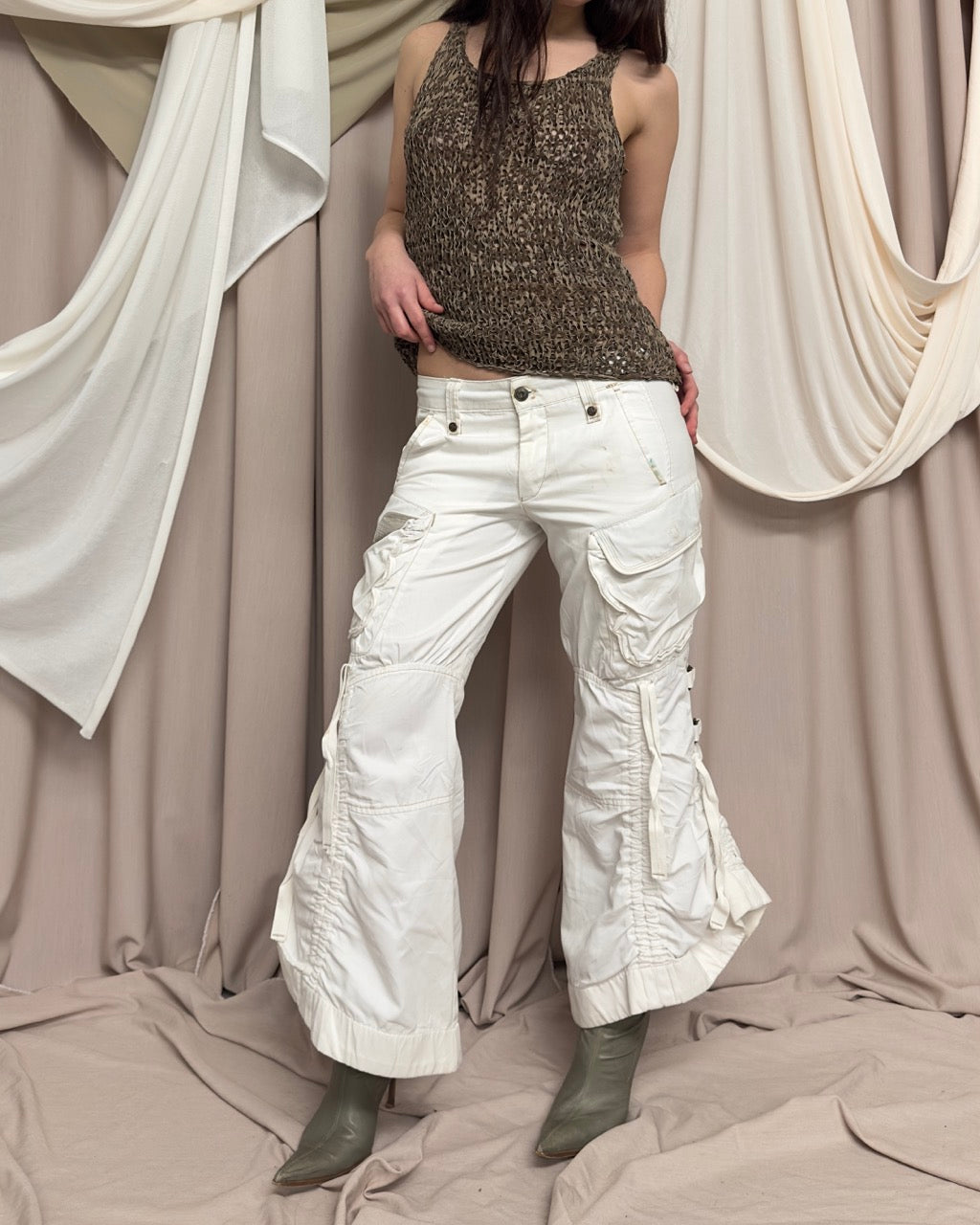 LEATHER NET TOP by Donna Karan