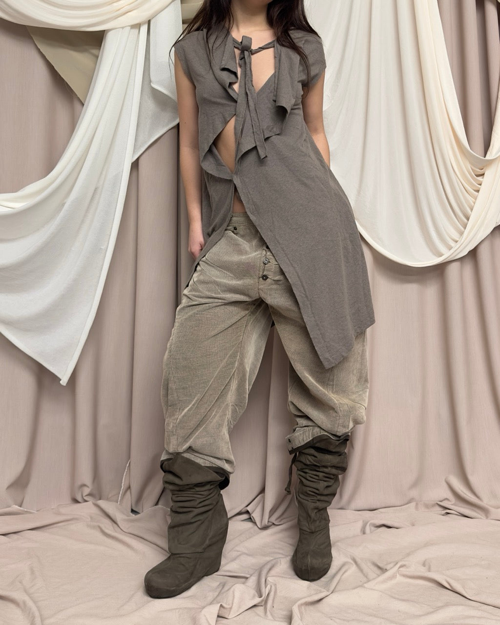 SLOUCHY SPLIT FRONT TUNIC by Y's by Yohji Yamamoto