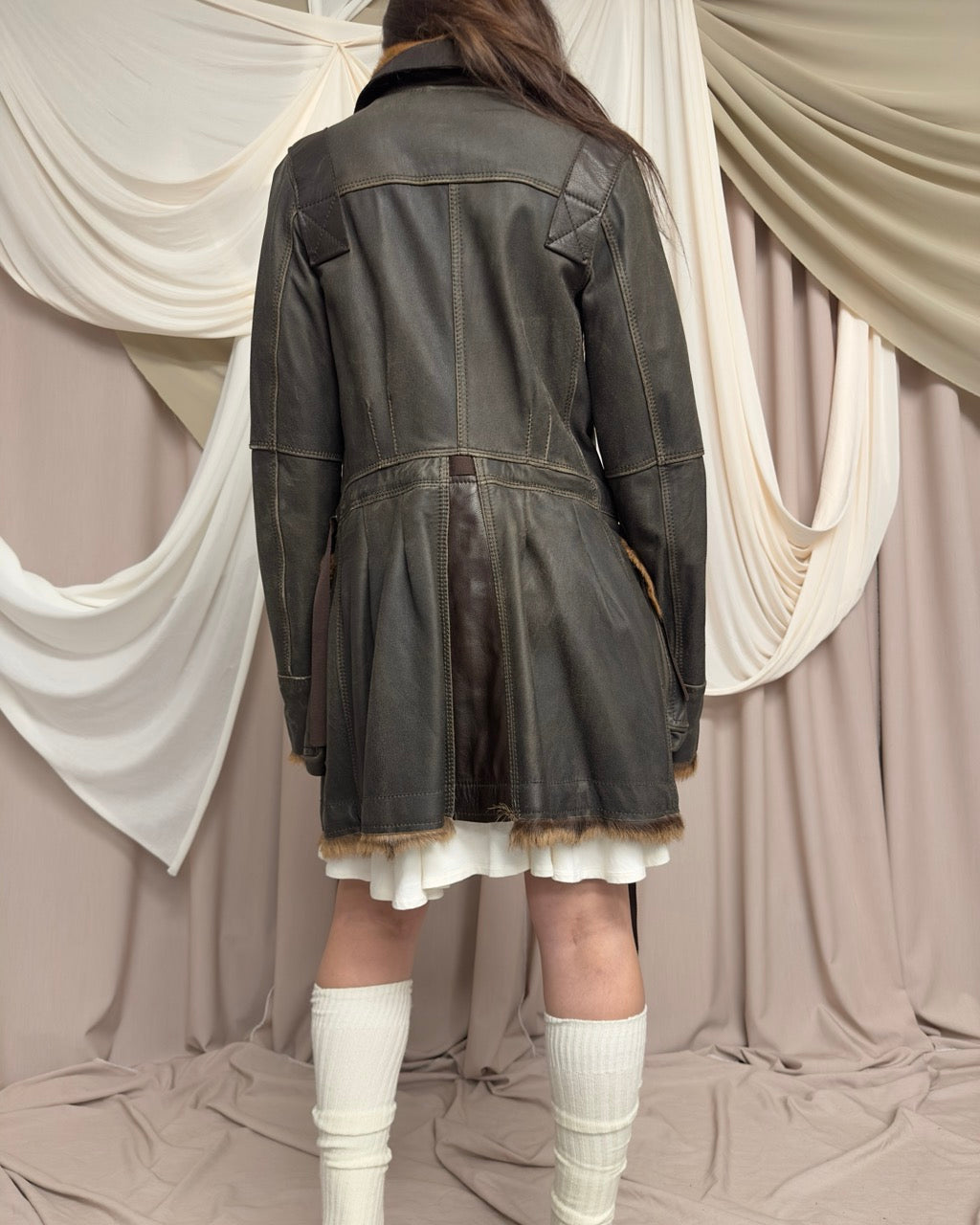 BROWN GOATSKIN LEATHER COAT by Marithé + François Girbaud