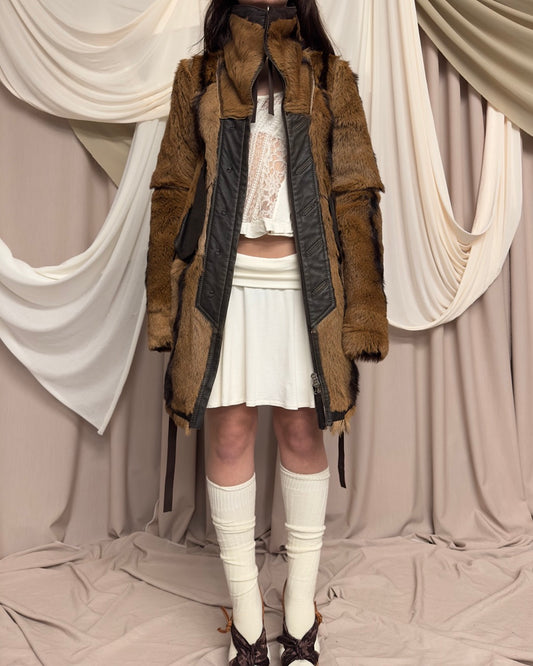 BROWN GOATSKIN LEATHER COAT by Marithé + François Girbaud