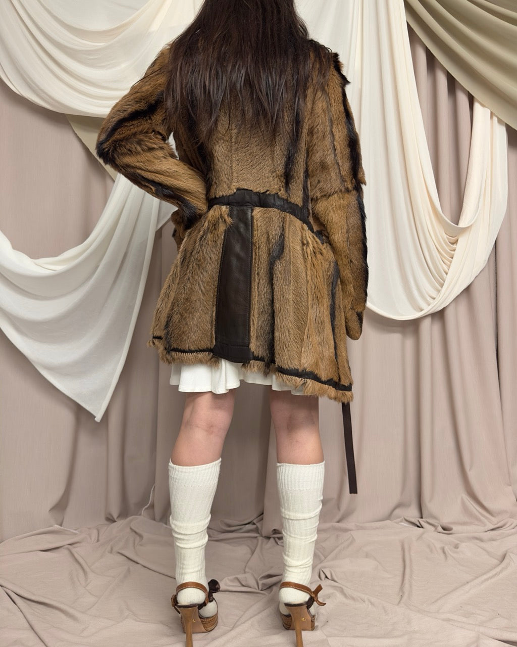 BROWN GOATSKIN LEATHER COAT by Marithé + François Girbaud