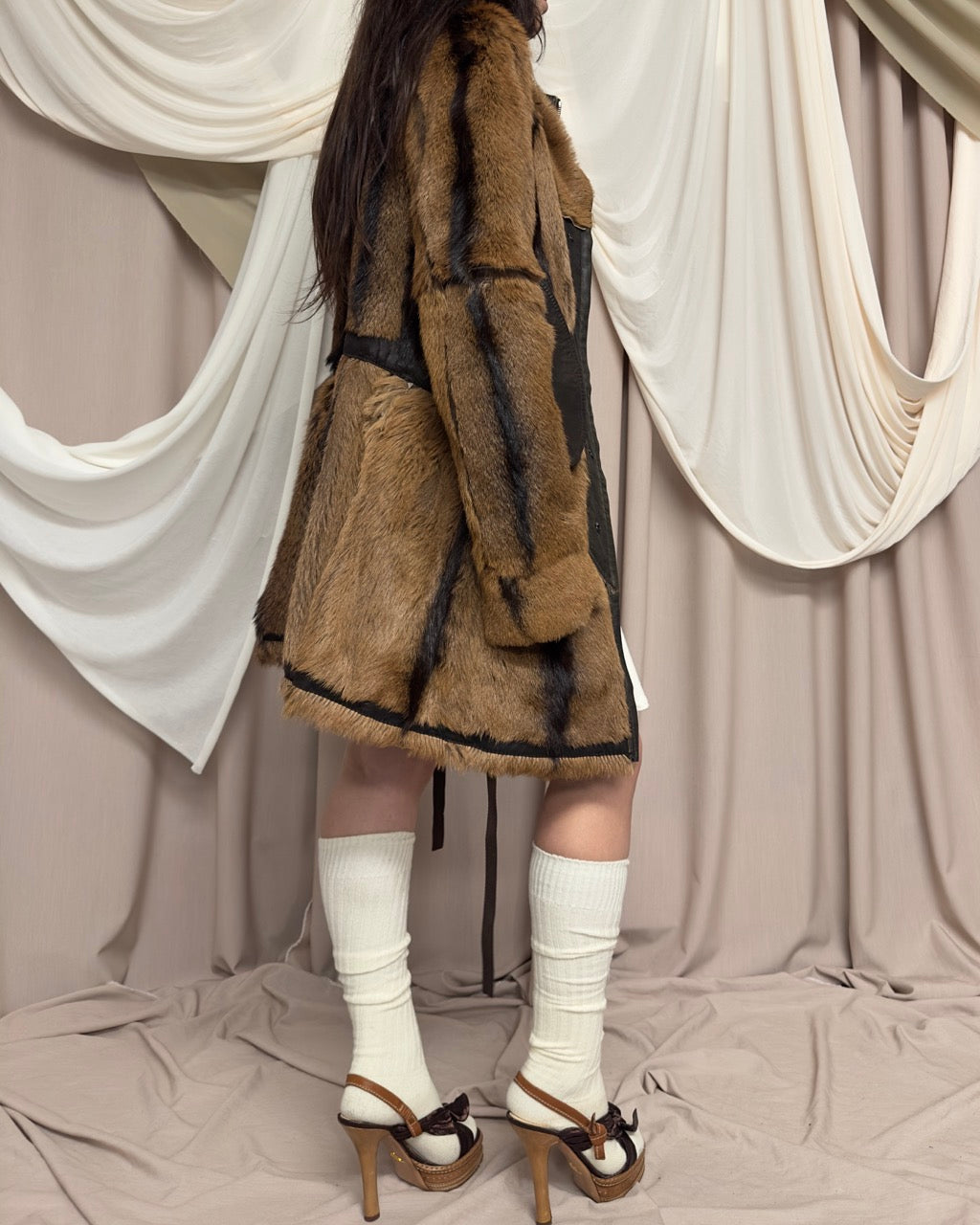 BROWN GOATSKIN LEATHER COAT by Marithé + François Girbaud