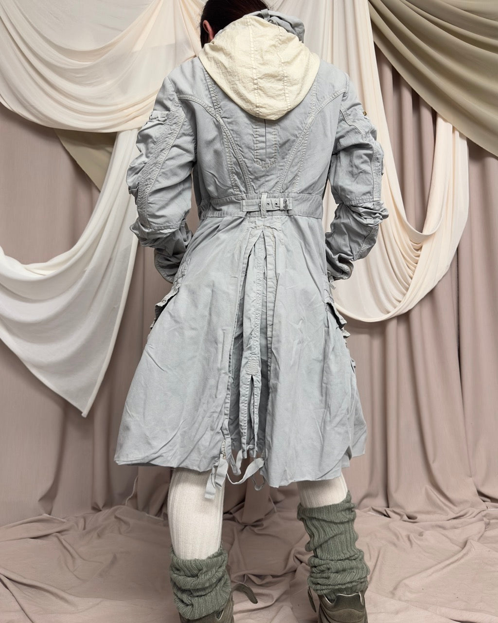 GREY HOODED COMBAT COAT by Marithé + François Girbaud