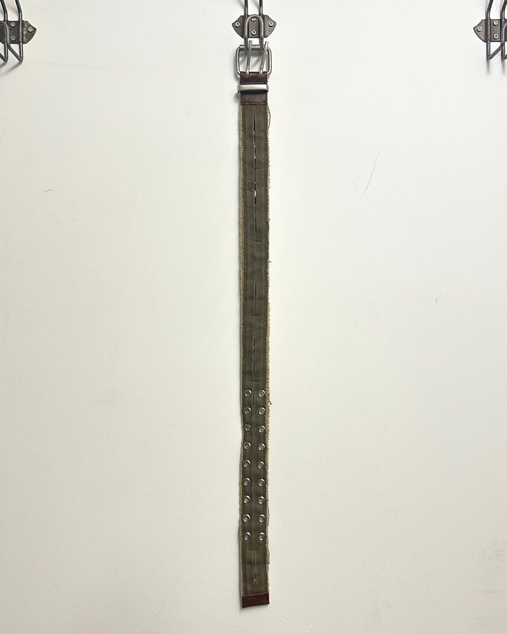 STUDDED KHAKI CANVAS BELT by Marithé + François Girbaud