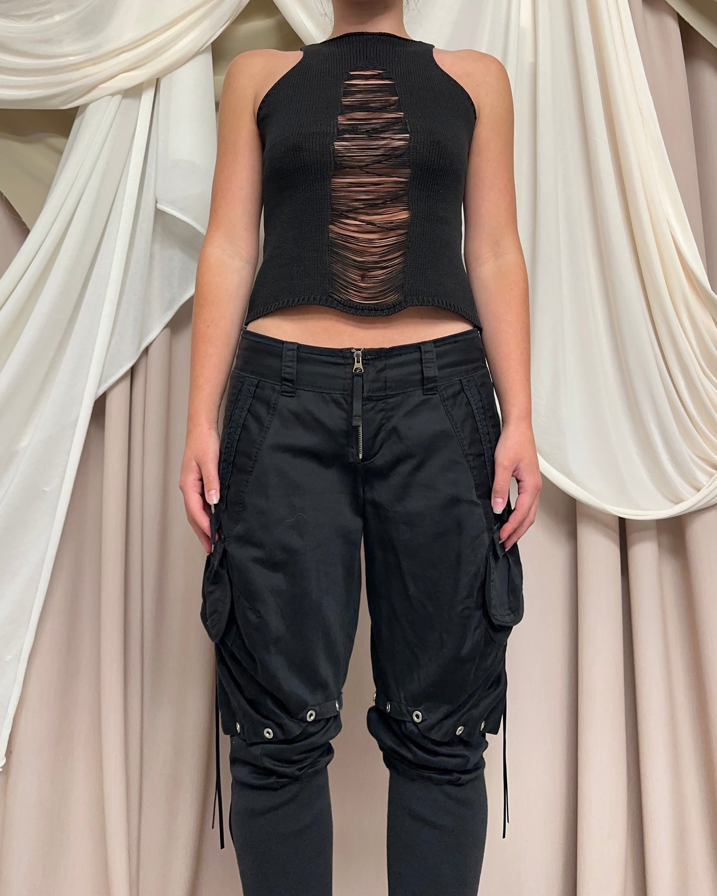 SLASHED COTTON NET TOP by Hybris