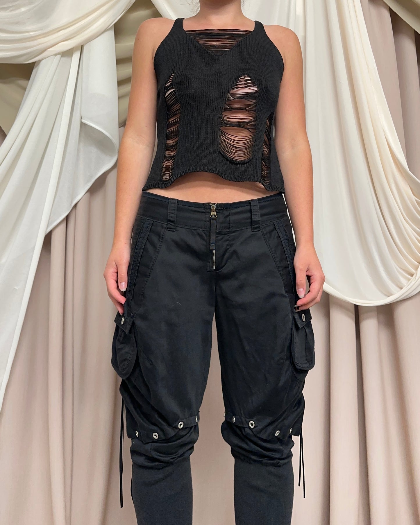SLASHED COTTON NET TOP by Hybris