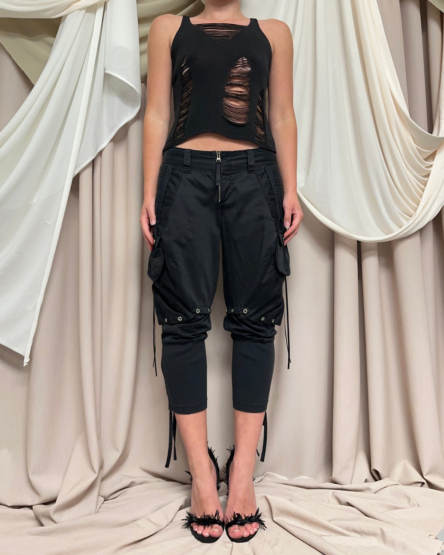 SLASHED COTTON NET TOP by Hybris